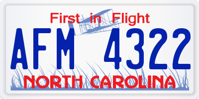 NC license plate AFM4322
