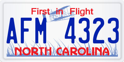 NC license plate AFM4323