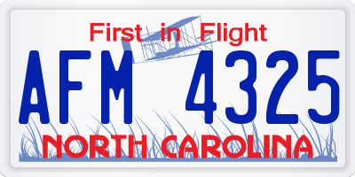 NC license plate AFM4325