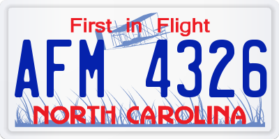 NC license plate AFM4326