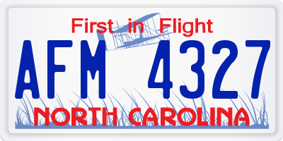 NC license plate AFM4327