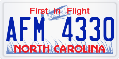NC license plate AFM4330