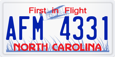 NC license plate AFM4331