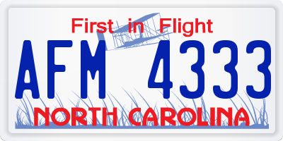 NC license plate AFM4333
