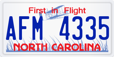 NC license plate AFM4335