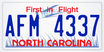 NC license plate AFM4337