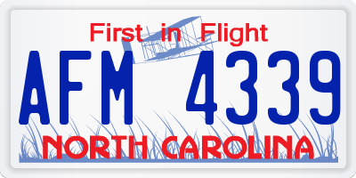 NC license plate AFM4339
