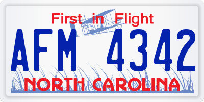 NC license plate AFM4342