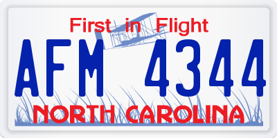 NC license plate AFM4344