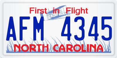 NC license plate AFM4345