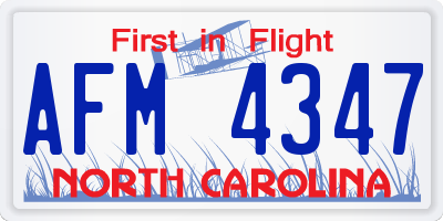 NC license plate AFM4347