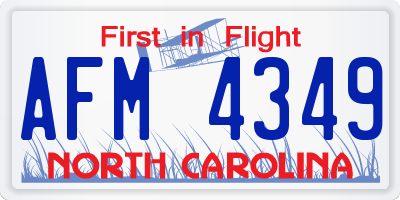 NC license plate AFM4349