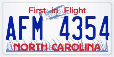 NC license plate AFM4354