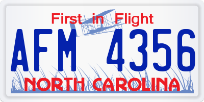NC license plate AFM4356