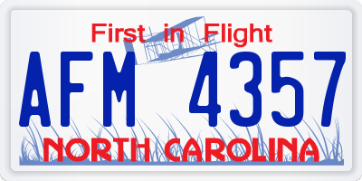 NC license plate AFM4357