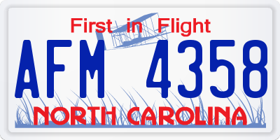 NC license plate AFM4358