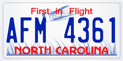 NC license plate AFM4361