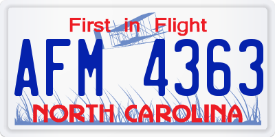 NC license plate AFM4363