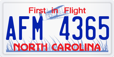 NC license plate AFM4365