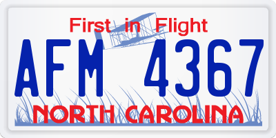 NC license plate AFM4367
