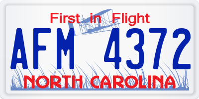 NC license plate AFM4372