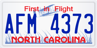 NC license plate AFM4373