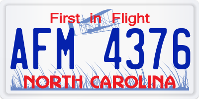 NC license plate AFM4376