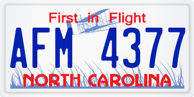 NC license plate AFM4377