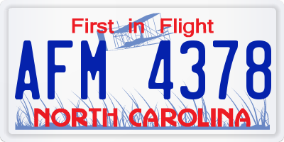 NC license plate AFM4378