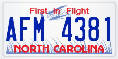 NC license plate AFM4381