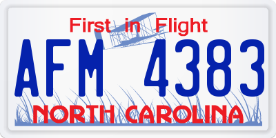 NC license plate AFM4383