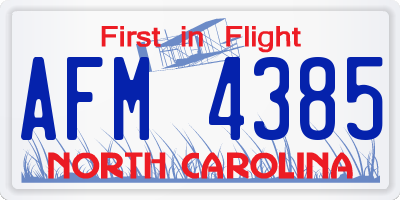 NC license plate AFM4385