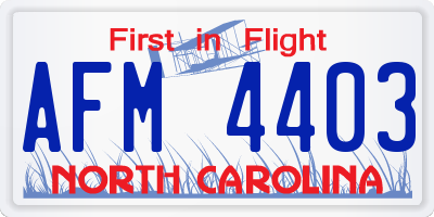 NC license plate AFM4403