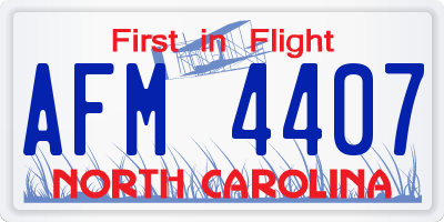 NC license plate AFM4407