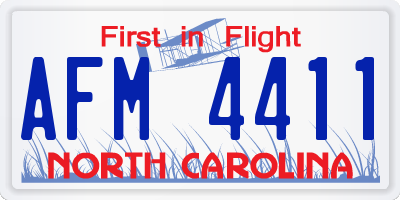 NC license plate AFM4411