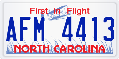 NC license plate AFM4413