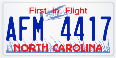 NC license plate AFM4417