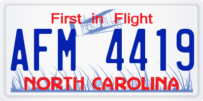 NC license plate AFM4419