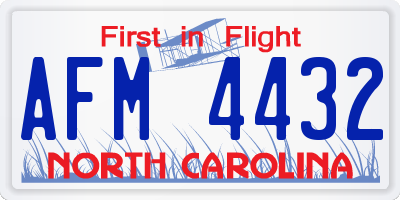 NC license plate AFM4432