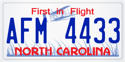 NC license plate AFM4433