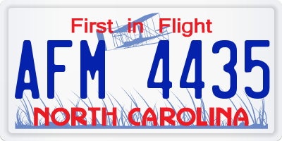 NC license plate AFM4435