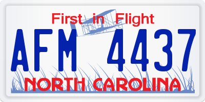 NC license plate AFM4437