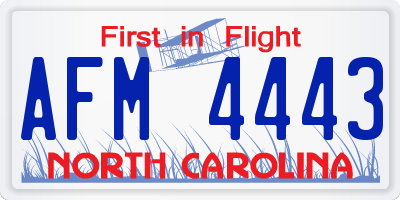 NC license plate AFM4443