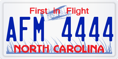 NC license plate AFM4444