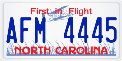 NC license plate AFM4445