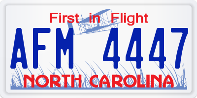 NC license plate AFM4447