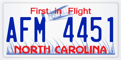 NC license plate AFM4451