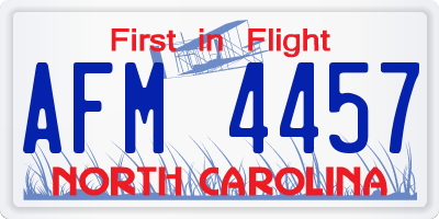 NC license plate AFM4457
