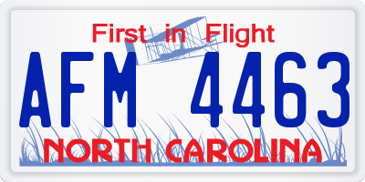 NC license plate AFM4463