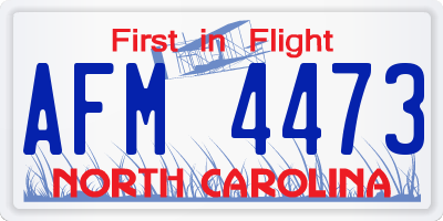 NC license plate AFM4473